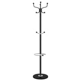 Coat Stand with Umbrella Holder Black 180 cm Powder-coated Iron - 45-Degree Angle