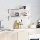 Wall Shelves 2 pcs 100x30 cm Silver Stainless Steel - Side View