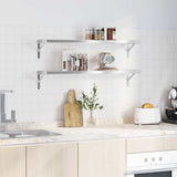 Wall Shelves 2 pcs 100x23.5 cm Silver Stainless Steel - Side View
