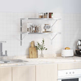Wall Shelves 2 pcs 75x40 cm Silver Stainless Steel - Side View