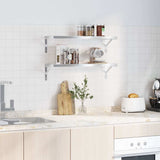 Wall Shelves 2 pcs 75x23.5 cm Silver Stainless Steel - Side View