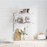 Wall Shelves 2 pcs 50x40 cm Silver Stainless Steel - Side View