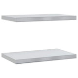 Wall Shelves 2 pcs 50x30 cm Silver Stainless Steel - Front View