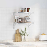 Wall Shelves 2 pcs 50x30 cm Silver Stainless Steel - Side View