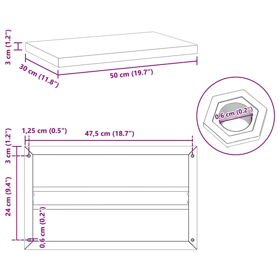 Wall Shelves 2 pcs 50x30 cm Silver Stainless Steel