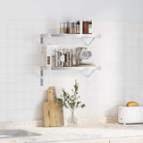Wall Shelves 2 pcs 50x23.5 cm Silver Stainless Steel - Side View