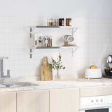 Shelf Brackets 4 pcs 23.5x2.5x15.5 cm Silver Stainless Steel - Top-Down View