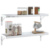 Shelf Brackets 4 pcs 23.5x2.5x15.5 cm Silver Stainless Steel - 45-Degree Angle