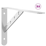 Shelf Brackets 4 pcs 30x2.5x15.5 cm Silver Stainless Steel - Front View