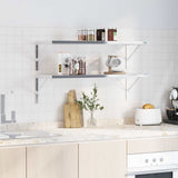 Shelf Brackets 4 pcs 40x2.5x25 cm Silver Stainless Steel - Top-Down View