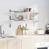 2-Tier Wall Shelf 100x40x60 cm Silver Stainless Steel - Side View