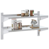 2-Tier Wall Shelf 100x40x60 cm Silver Stainless Steel - Top-Down View
