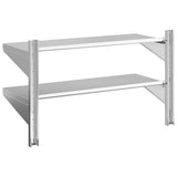 2-Tier Wall Shelf 100x40x60 cm Silver Stainless Steel - Close-Up Angle