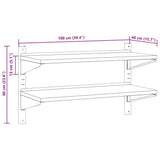 2-Tier Wall Shelf 100x40x60 cm Silver Stainless Steel - Extra Image