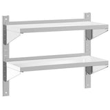 2-Tier Wall Shelf 75x30x60 cm Silver Stainless Steel - Front View