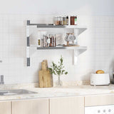 2-Tier Wall Shelf 75x30x60 cm Silver Stainless Steel - Side View