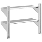 2-Tier Wall Shelf 75x30x60 cm Silver Stainless Steel - Close-Up Angle