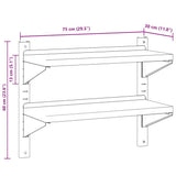2-Tier Wall Shelf 75x30x60 cm Silver Stainless Steel - Extra Image