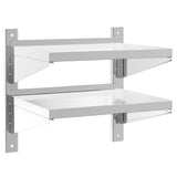 2-Tier Wall Shelf 50x40x48 cm Silver Stainless Steel - Front View