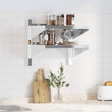 2-Tier Wall Shelf 50x40x48 cm Silver Stainless Steel - Side View