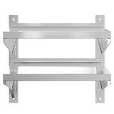 2-Tier Wall Shelf 50x40x48 cm Silver Stainless Steel - 45-Degree Angle