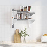 2-Tier Wall Shelf 50x30x48 cm Silver Stainless Steel - Side View