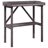 Plant Table with Shelf Grey 78x38x82.5 cm Solid Wood Fir - Front View