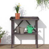 Plant Table with Shelf Grey 78x38x82.5 cm Solid Wood Fir - Side View