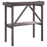 Plant Table with Shelf Grey 78x38x82.5 cm Solid Wood Fir - Rear View