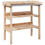 Plant Table with Shelves 78x38x82.5 cm Solid Wood Fir - Front View