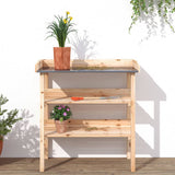 Plant Table with Shelves 78x38x82.5 cm Solid Wood Fir - Side View