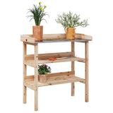 Plant Table with Shelves 78x38x82.5 cm Solid Wood Fir
