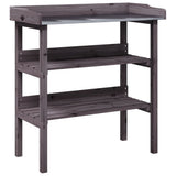 Plant Table with Shelves Grey 78x38x82.5 cm Solid Wood Fir