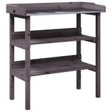 Plant Table with Shelves Grey 78x38x82.5 cm Solid Wood Fir - Front View