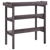 Plant Table with Shelves Grey 78x38x82.5 cm Solid Wood Fir - Rear View
