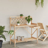 Potting Bench with Trellis Solid Wood Fir - Side View