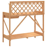 Potting Bench with Trellis Brown Solid Wood Fir - Close-Up Angle