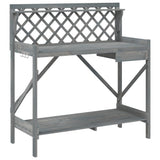 Potting Bench with Trellis Grey Solid Wood Fir - Front View