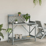 Potting Bench with Trellis Grey Solid Wood Fir - Side View