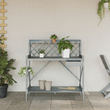 Potting Bench with Trellis Grey Solid Wood Fir - Top-Down View