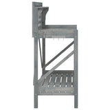 Potting Bench with Trellis Grey Solid Wood Fir - Rear View