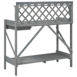 Potting Bench with Trellis Grey Solid Wood Fir - Close-Up Angle