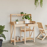 Potting Bench with Shelves Solid Wood Fir - Side View