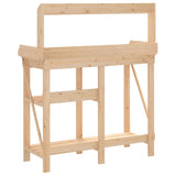 Potting Bench with Shelves Solid Wood Fir - Close-Up Angle