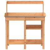 Potting Bench with Shelves Brown Solid Wood Fir - 45-Degree Angle