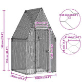 Chicken Cage Silver 100x100x190 cm Galvanised Steel - Extra Image