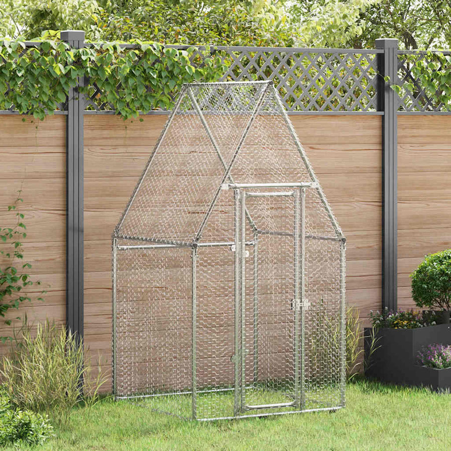 Chicken Cage Silver 100x100x190 cm Galvanised Steel