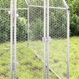 Chicken Cage Silver 200x100x190 cm Galvanised Steel - Close-Up Angle