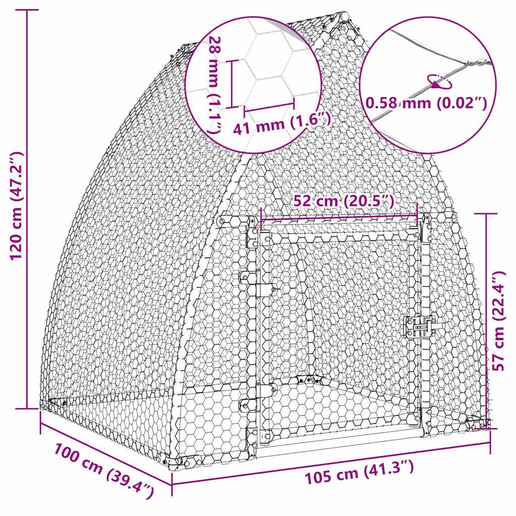 Chicken Cage Silver 100x105x120 cm Galvanised Steel