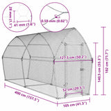 Chicken Cage Silver 400x105x182 cm Galvanised Steel - Extra Image